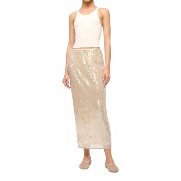 NEW STAUD casey midi skirt in moon